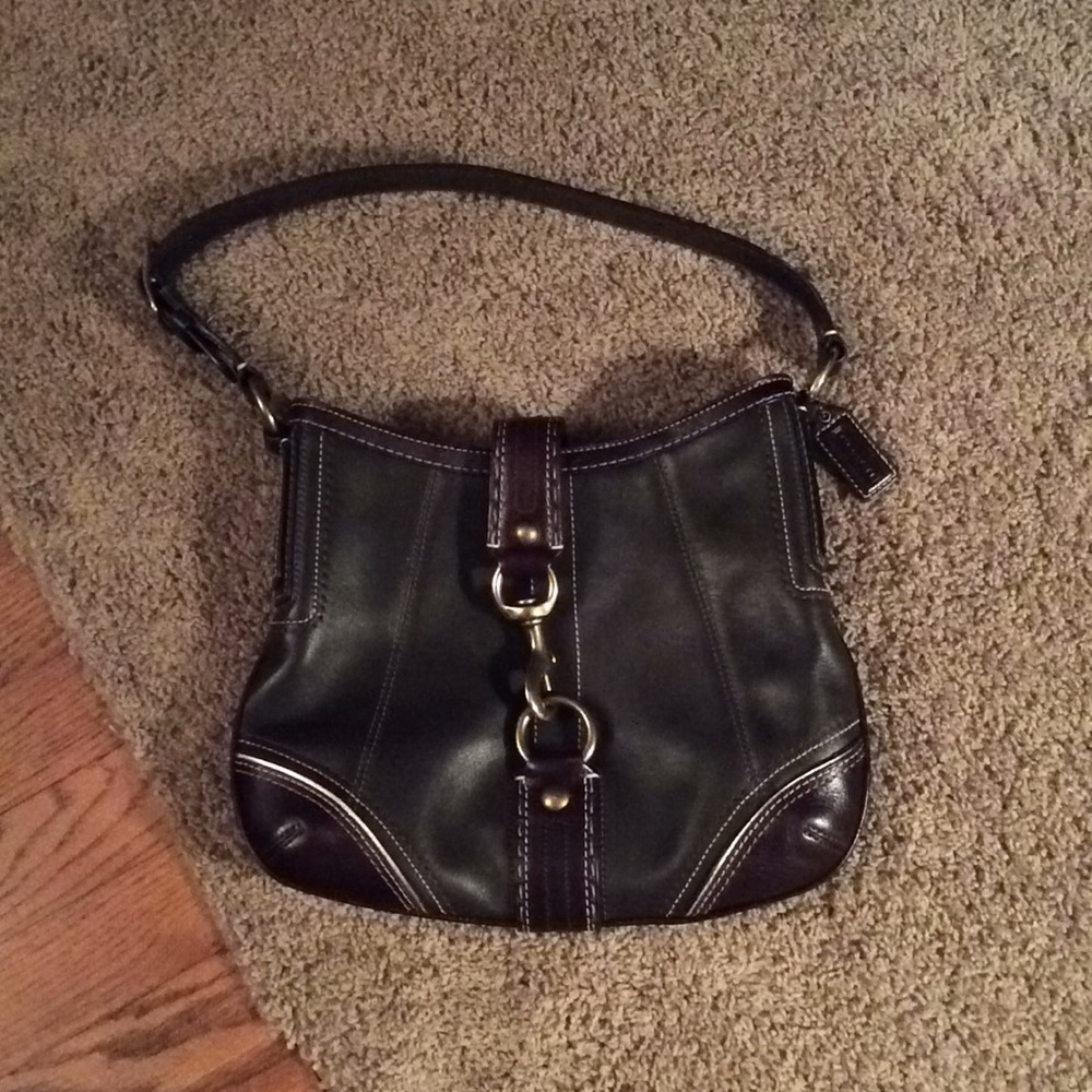 Like New, Coach Bag,Brown/Lavender w/latch closure